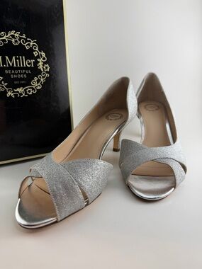 Silver Glitter Peep-Toe Heels
